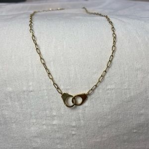 Gold tone chain Necklace with Handcuffs‎ 17-19”